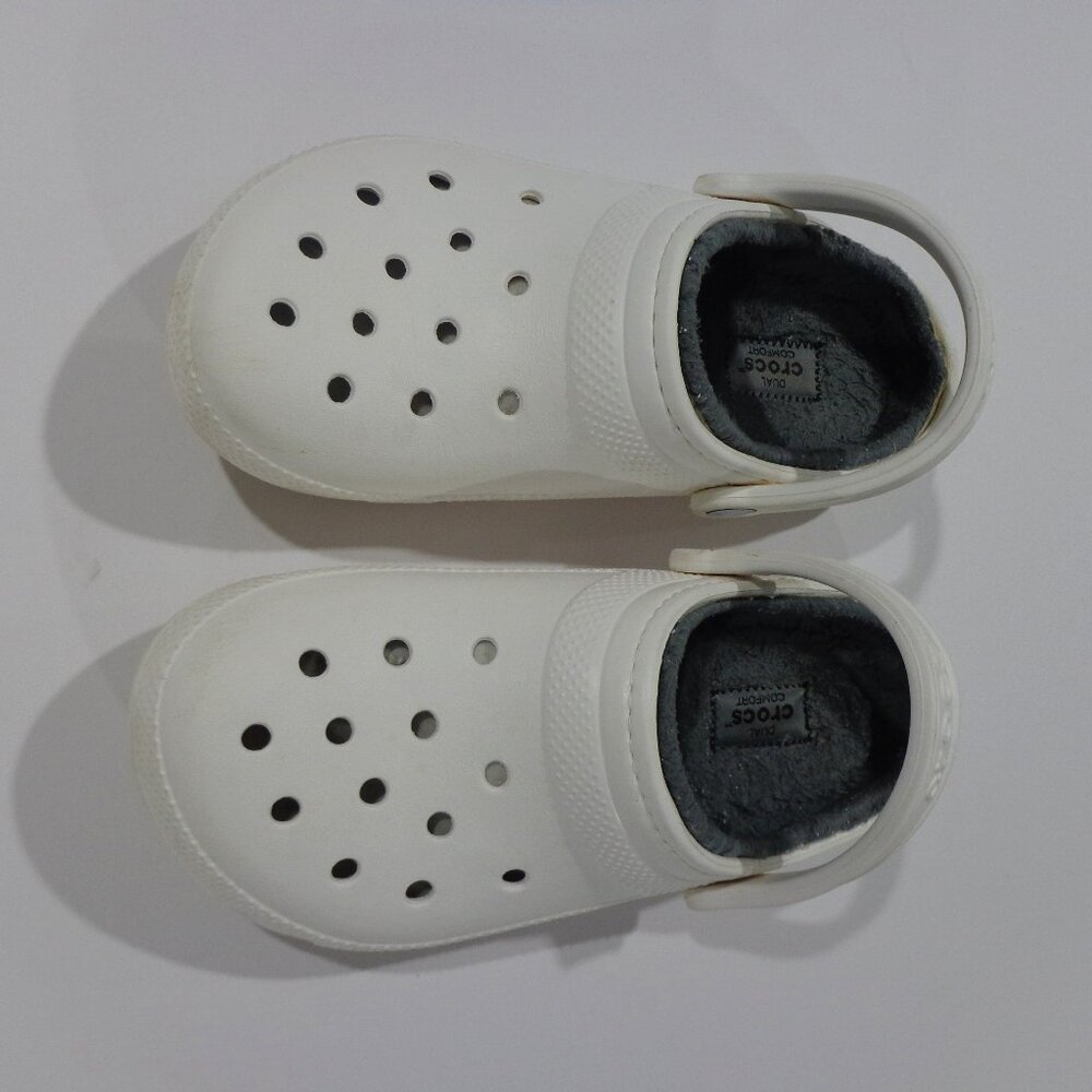 Crocs Unisex Dual Comfort Fleece Lined White Clog Shoe Size Men’s 5 Women’s 7 - Picture 5 of 8